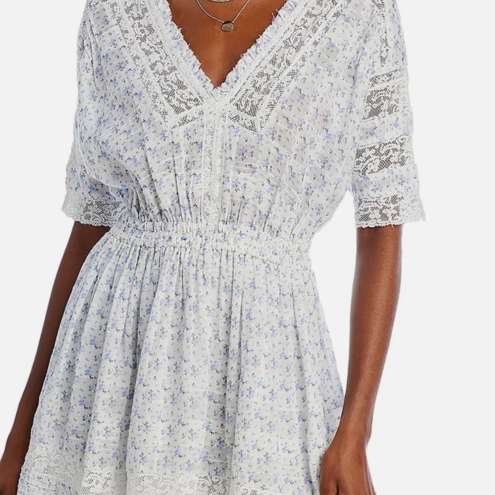 LoveShackFancy mini dress blue white small